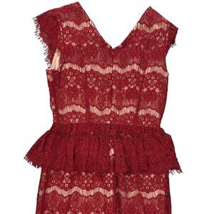 Anthropologie Maeve ELSA Red Lace Peplum Dress Size XS Party Cocktail